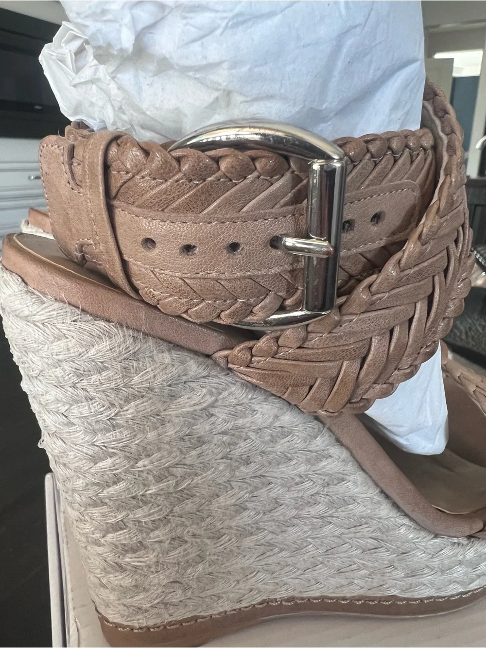 Stuart Weitzman Woven Espadrille Wedge Sandals-sz 7.5 - Picture 4 of 7